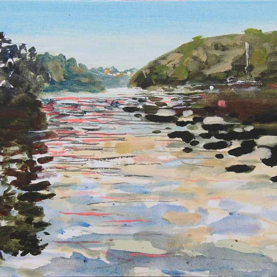Painting of the Helford River by canoe by artist Joe Webster