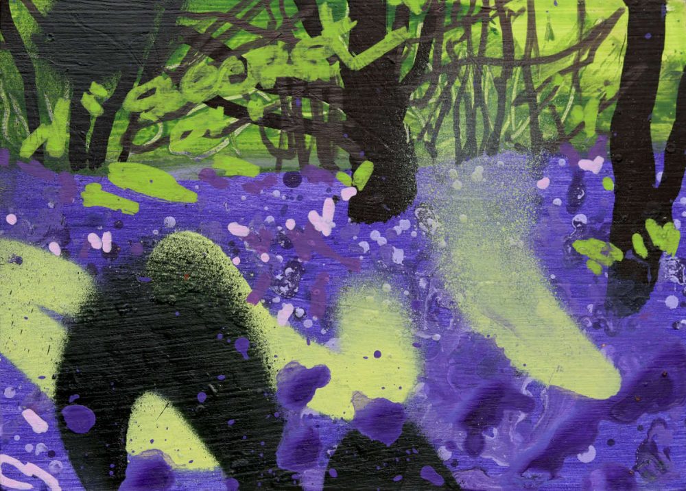 'Who's-Hiding-in-the-Leaves' landscape-graffiti painting by Devon street-artist Joe-Webster | nuFeral